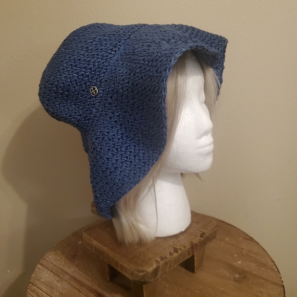 kate spade Accessories - KATE SPADE NEW YORK Solid Crochet Cloche Sun Hat‎ French Navy Paper Straw OS